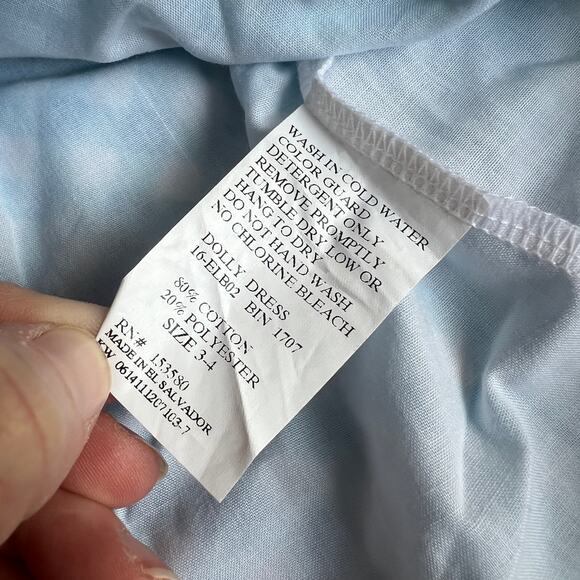 Eleanor Rose 3-4 Dolly Dress Turquoise Gingham Dorothy Whimsical Cottagecore - Picture 4 of 8